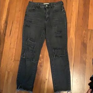 Black Ripped Mom Jeans